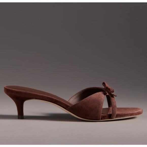 Reformation Stacy Espresso Suede Heeled Sandals Sz 9 - Picture 2 of 7